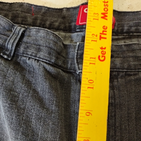 Chaps Denim Charcoal Wash Pin Striped High Rise Straight Leg Plus Size 16 Jeans - Picture 9 of 11